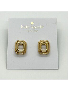Kate Spade Freeze Frame Earrings Gold Geometric StudsRectangle Modern Minimalist